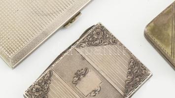 6 db különféle ezüst (Ag) cigarettatárca. Jelzettek, össz. nettó: 577,9 g. Vegyes állapotban, 7x5,5 ...