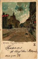 1900 Wien, Vienna, Bécs; Paulner Kirche / street, tram, litho (EK)