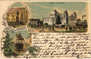 1899 (Vorläufer) Bydgoszcz, Bromberg; Stadt Theater / theatre, monument. Paul Bethold Jaekel Art Nouveau, floral, litho (EK)