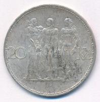 Csehszlovákia 1933. 20K Ag T:XF patina Czechoslovakia 1933. 20 Korun Ag C:XF patina