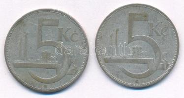 Csehszlovákia 1929. 5K Ag (2x) T:F patina Czechoslovakia 1929. 5 Korun Ag (2x) C:F patina Krause KM#11