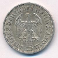 Német Harmadik Birodalom 1936A 5M Ag "Hindenburg" T:XF patina German Third Reich 1936A 5 R...