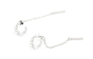 Ezüst(Ag) köves fülbevalópár lógóval, jelzett, h: 4,5 cm, bruttó: 1,7 g