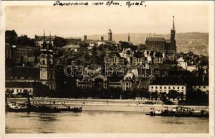 Budapest I. Budai látkép, Bomba tér (ma Batthyány tér), Budai vásárcsarnok, templom (lyuk / pinhole)