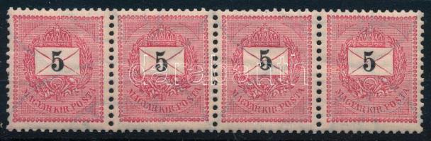 1898 5kr négyescsík / Mi 44 X stripe of 4