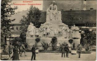 1909 Budapest V. Vörösmarty szobor, Maison Marianne női kalapterem üzlete (EK)