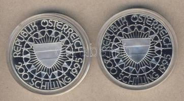 Ausztria 1995. 200Sch Ag + 200Sch Ag "Olimpia-talajtorna, szlalom sí" pár T:PP