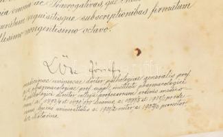 1908-1909 Ocsovszky Vilmos orvos doktori oklevele, Kolozsvár, Kolozsvári Ferenc József Tudományegyet...