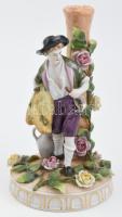Schierholz porcelán arató figura, kézzel festett, jelzett, apró kopásnyomokkal, restaurált m: 17 cm
