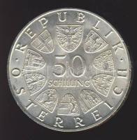 Ausztria 1968. 50Sch Ag "50 éves a Köztársaság" T:2+