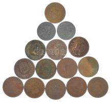 1926-1944. 2f bronz, Fe és Zn kiadások (15xklf) T:XF,VF