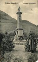 Zalatna, Zlatna; 1848-as Preszákai emlékszobor . Popeszku Bazil kiadása. Remethey János fényképész felvétele / military monument (fa)