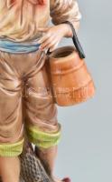Lippelsdorf vízhordó figura, kézzel festett, jelzett, apró kopásnyomokkal, 42 cm