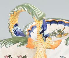 Henriot Quimper francia fajansz kínáló, kézzel festett, jelzett, apró kopásnyomokkal, restaurált 32x...