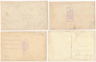 Székesfehérvár, Prohászka Ottokár templom építése, munkások - 4 db régi eredeti fotó képeslap