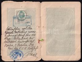 1897 Osztrák-Magyar Monarchia, I. Ferenc József nevében kiállított útlevél külföldre, Klein Oszkár b...