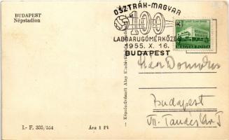 Budapest XIV. Népstadion, labdarúgó mérkőzés, foci. Képzőművészeti Alap kiadóvállalat + "Osztrá...