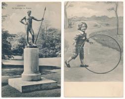 4 db régi használatlan külföldi város képeslap szép állapotban / 4 pre-1945 unused European town-vie...