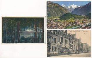 6 db régi külföldi város és motívum képeslap / 6 pre-1945 European town-view and motive postcards