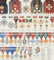 "A Magyar Királyság kitüntetései 1920-1945" nagyméretű plakáton, képekkel a kitüntetésekrő...
