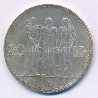 Csehszlovákia 1934. 20K Ag Ipar, mezőgazdaság, üzlet T:XF patina Czechoslovakia 1934. 20 Korun Ag Industry, Agriculture, Business C:XF patina  Krause KM#17