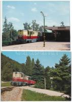 4 db MODERN magyar Úttörő vasúti képeslap: vonatok / 4 modern Hungarian narrow-gauge railway postcards: trains, locomotives