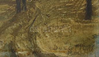 Baráth jelzéssel: Havas utca. Olaj, karton, fa keretben. Kétoldalas mű, hátoldalán szoptató anya váz...