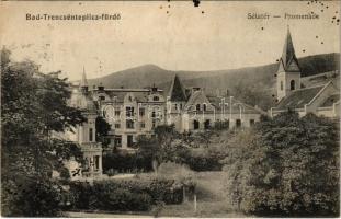 Trencsénteplic, Trencianske Teplice; Sétatér. Wertheim Zsigmond kiadása / promenade