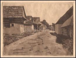Jelzés nélkül: Falusi utca. Rézkarc, papír. 12,5x16,5 cm