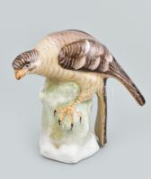 Aquincum porcelán madárka. Kézzel festett, jelzett, hibátlan, 9 cm