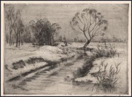 Zombory Moldován Béla (1885-1967): Tatai táj. Rézkarc, papír, jelzett, lap széle kissé foltos, 14,5×...