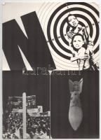 cca 1980 Sós László - Kemény Éva (So-Ky) grafikusok kiállítása, 17 db fekete-fehér reprodukciót tart...