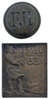 ~1914-1918. JR 83 (83. számú gyalogezred) fém jelvény tű nélkül (33x40mm) + FJI (Ferenc József Gyalogság) fém sapkarózsa T:VF,F Hungary ~1914-1918. JR 83 (Infantry Regiment No. 83) metal badge without pin (33x40mm) + FJI (Franz Joseph Infantry) metal cap badge C:VF,F