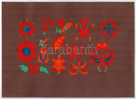 Zombory Moldován Pál (?-?): 16 db népies-magyaros motívum, ornamentika. Tempera, papír, részben háto...