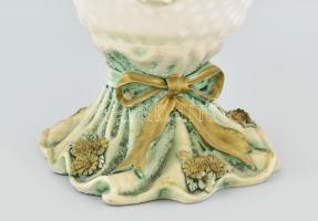 Nagy méretű muranoi üveg kínáló tál. Kerámia talppal d: 44 cm