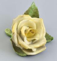 Herendi porcelán rózsa. Kézzel festett, jelzett, kis lepattnással 8 cm