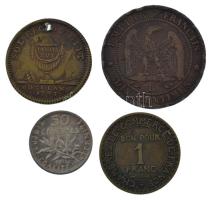 Franciaország 1853D 10c Cu "III. Napóleon" + 1898. 50c Ag + 1923. 1Fr Cu-Al + 1793. "...