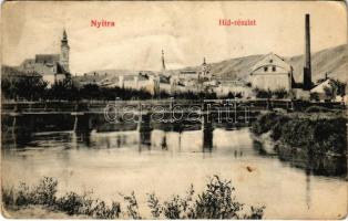 1913 Nyitra, Nitra; Híd részlet, templomok / bridge, churches (gyűrődések / creases)