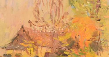 Walter Friedrich (1931-1996): Virágzás Gradinában, 1988. Olaj, vászon. Jelezve jobbra lent. 55x55 cm...