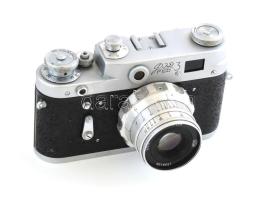 FED 3 Jupiter 2,8,53 objektívvel, bőr tokkal, eredeti dobozában, számlával, leírással, szép állapotb...