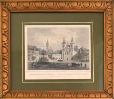 Ludwig Rohbock (1820-1883) - L. Oeder: Marosvásárhely, főpiac. Acélmetszet, papír, jelzett a metszeten. Üvegezett, dekoratív fakeretben, 11×16 cm