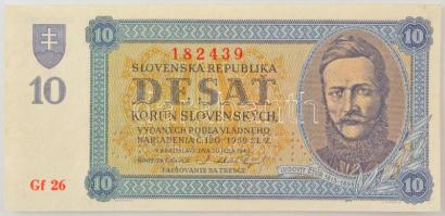 Szlovákia 1943. 10K SPECIMEN perforációval, Gf 26 182439 T:UNC / Slovakia 1943. 10 Korun with SPECIMEN perforation, Gf 26 182439 C:UNC Krause 6.s