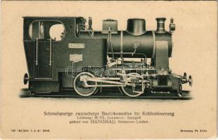 Schmalspurige zweiachsige Baulokomotive für Kohlenfeuerung, gebaut von Hanomag Hannover-Linden / locomotive