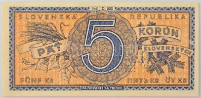 Szlovákia 1945. 5K "SPECIMEN" perforációval, "D 023" T:AU / Slovakia 1945. 5 Kor...