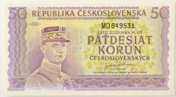 Csehszlovákia 1945. 50K három perforált lyuk, MD 849531 T:AU / Czechoslovakia 1945. 50 Korun perforated with 3 holes, MD 849531 C:AU  Krause 62.s