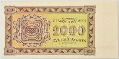 Csehszlovákia 1945. 2000K "SPECIMEN" perforációval, "19 Má 038088" T:XF / Czecho...