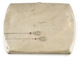 EZüst (Ag) szecessziós cigaretta tárca, rubin kővel. 108 g, 10x8 cm