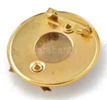 Aranyozott tűzzománc bross, filigrán 30 mm
