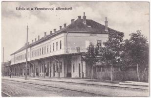 1916 Vöröstorony, Verestorony, Porcsesd, Porcesti, Turnu Rosu; Bahnhof Roten Turm / vasútállomás / railway station