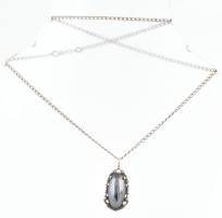 Ezüst (Ag) nyaklánc, hematittal, jelzett, 9,1 g